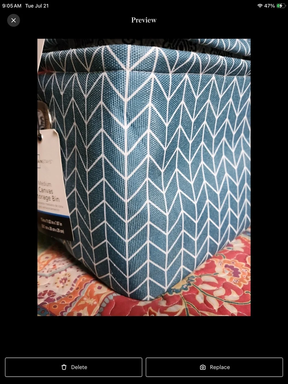 2- blue Mainstays Medium Canvas Storage Bin in Teal